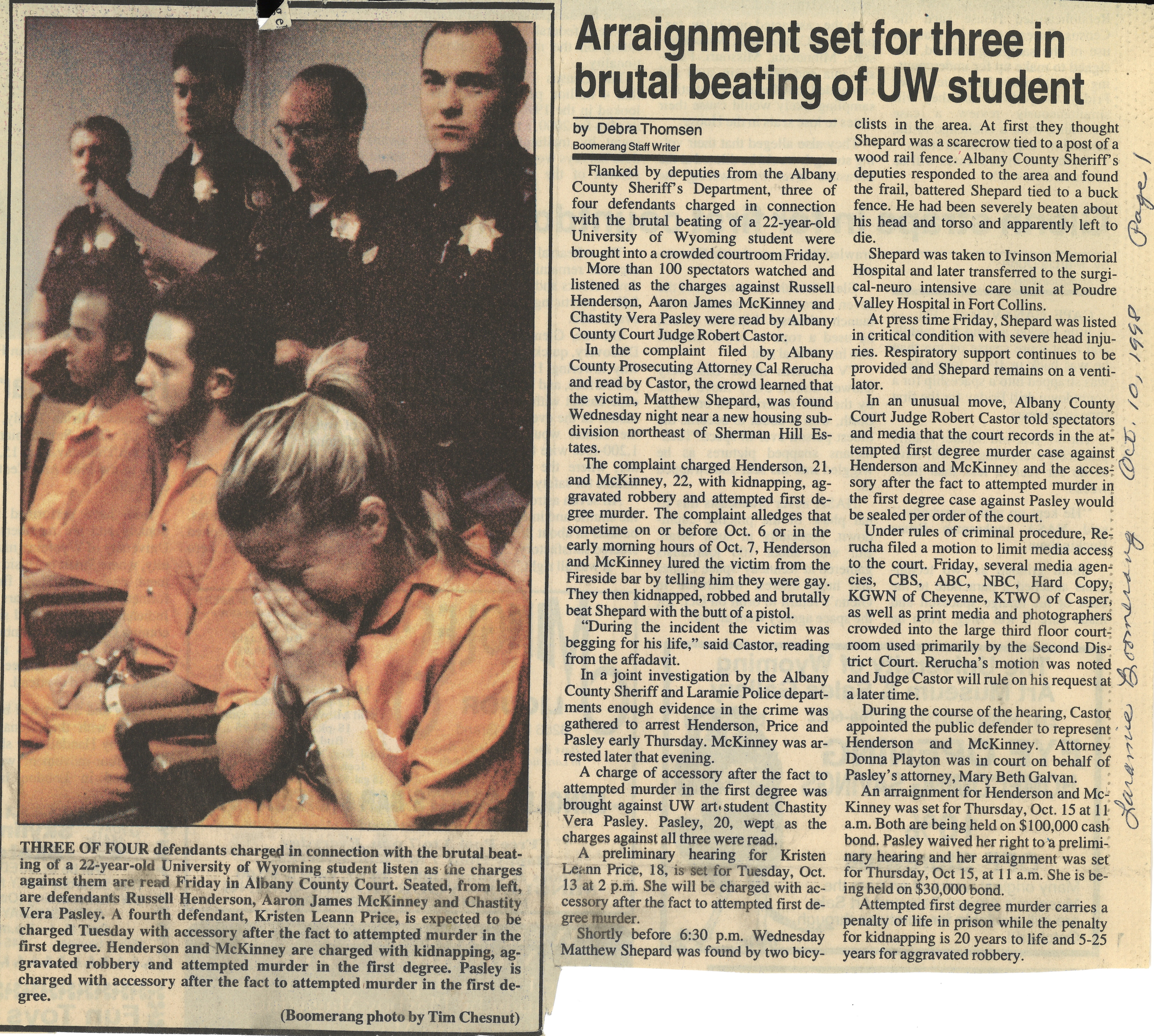 Laramie Boomerang newspaper article