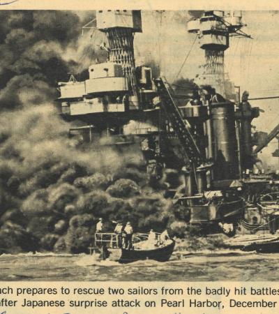 U.S. Navy battleship West Virginia after the Japanese attack on Pearl Harbor